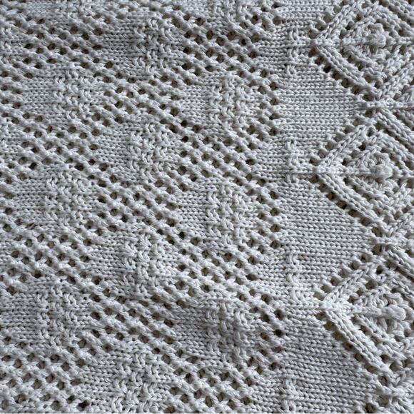 Adrian Jordan 1X Cream Vintage Sweater Knit‎ Handmade Open Stitch loose fit 90s - Picture 6 of 9